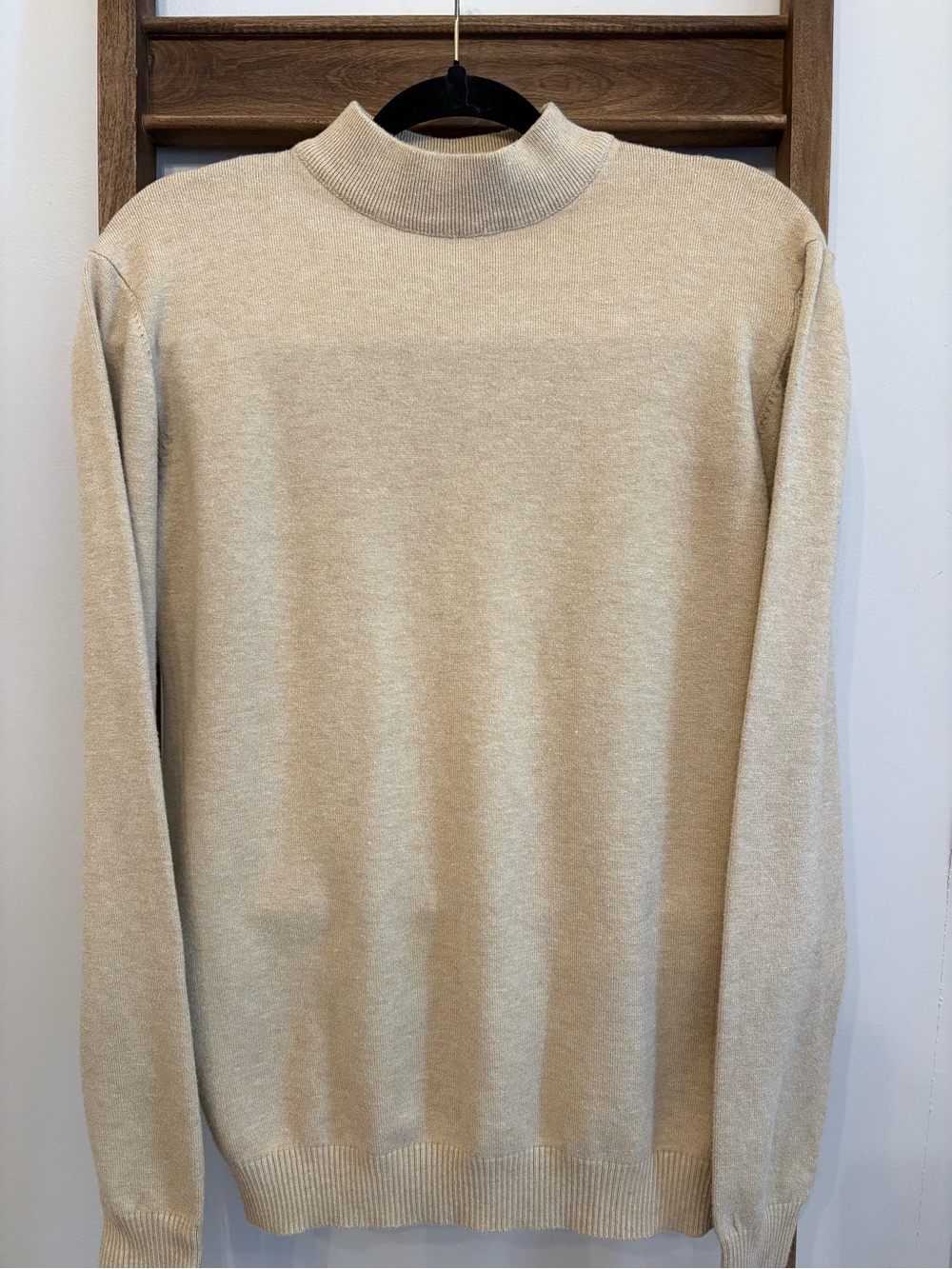 Men's Beige Turtleneck Sweater